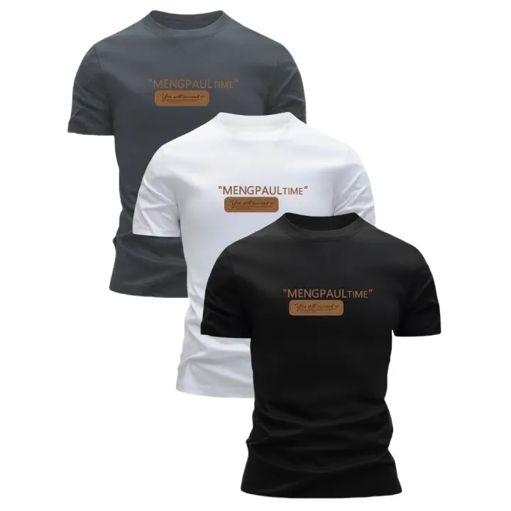Camisetas de Algodón 100% para Hombres Ajuste Delgado, Manga Corta, Impresión Gráfica de Herringbone Viste Cómodo este Verano Negro, Blanco, Gris - 1