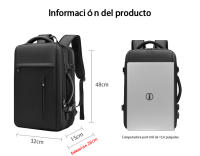 Mochila de gran capacidad para hombre, mochila de viaje de ocio, expandible, impermeable, interfaz USB - details 18