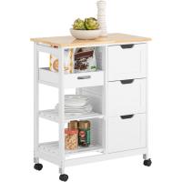 Auxiliar de Cocina Carrito de Servir con 3 Cajones y 3 Estantes Blanco 68 x 38 x 85 cm - details 0