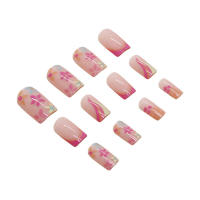 Uñas rosadas con ondas impresas, uñas postizas ultraflexibles y duraderas, salón de uñas para mujeres y niñas - details 7