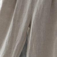 Pantalones de mujer de lino y algodón pantalones hasta el tobillo elásticos casuales sueltos primavera / verano - details 7