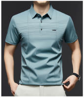 Camisa polo de verano, camiseta informal de manga corta a la moda, camiseta holgada con solapa versátil de seda helada, estilo masculino - details 0