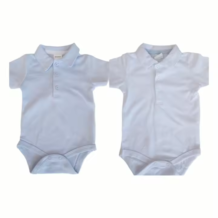 Manga Corta Algodón - Polo Clásico, Cuello con Botones + Broches Anti-Fugas - 2 Piezas Azul Claro/Blanco - Ropa Niño Cómoda - Verano - 1