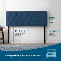 Cabecero tapizado – Cabecero de cama doble – Altura ajustable de 85 a 115 cm, capitoné de diamantes, perla/blanco - details 12