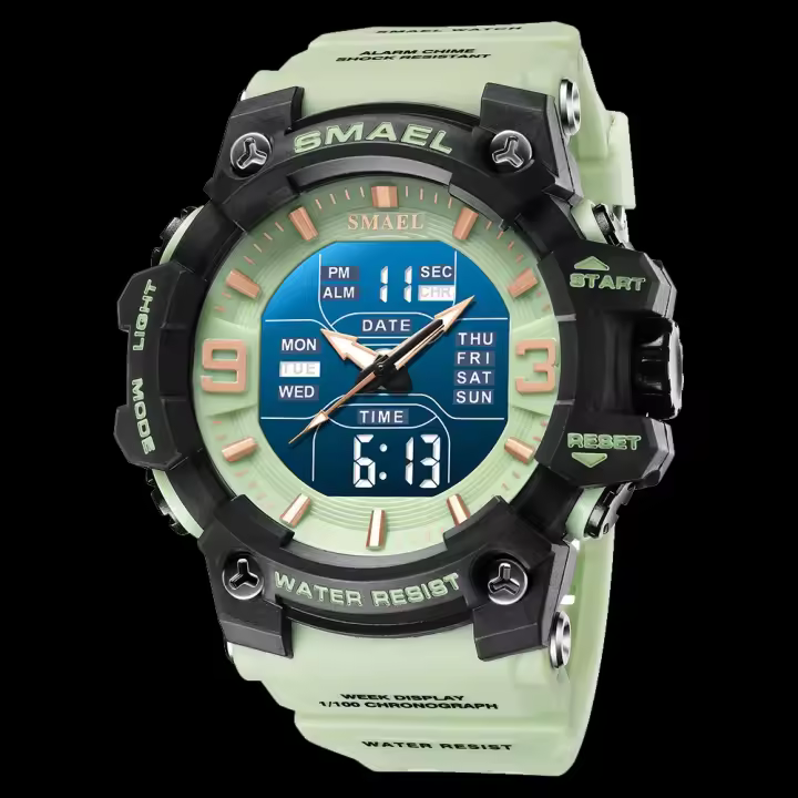 Smael-relojes militares deportivos para hombre, reloj despertador digital de cuarzo, resistente al agua hasta 50M, con pantalla dualtime - 1