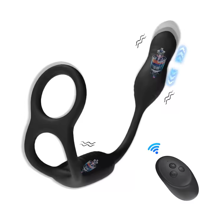 Vibrador Anal telescópico para hombres, con Control remoto juguete sexual, masajeador de próstata, anillo de pene retardante de eyaculación, perineo, tapón Anal, 18 - 1