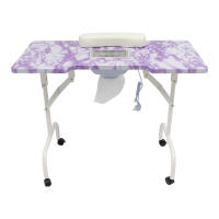 Mesa para manicura para uñas, color blanco, morado, 5,5 W, 95*48*72,5 cm/37,4*18,9*28,54 pulgadas para el hogar, estudio, barbería, oficina, salón de manicura - details 1