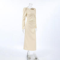 Vestido largo elegante de invierno con manga de viajero, nuevo estilo francés, traje de extremo para mujer - details 17