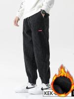 Pantalones de chándal holgados de pana para hombre, pantalones bombachos holgados deportivos de lana con tecnología informal de Color sólido para otoño e invierno, pantalones largos para hombre - details 6