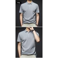 Polo de manga corta para hombre, camiseta transpirable y cómoda con cuello vuelto, color sólido, a la moda, novedad de verano - details 12