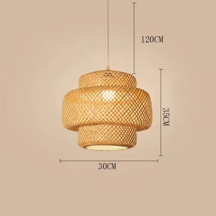 Lámpara colgante de bambú, candelabro de ratán, comedor japonés, casa de té, luz de techo - 1