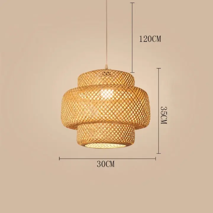 Lámpara colgante de bambú, candelabro de ratán, comedor japonés, casa de té, luz de techo - 1
