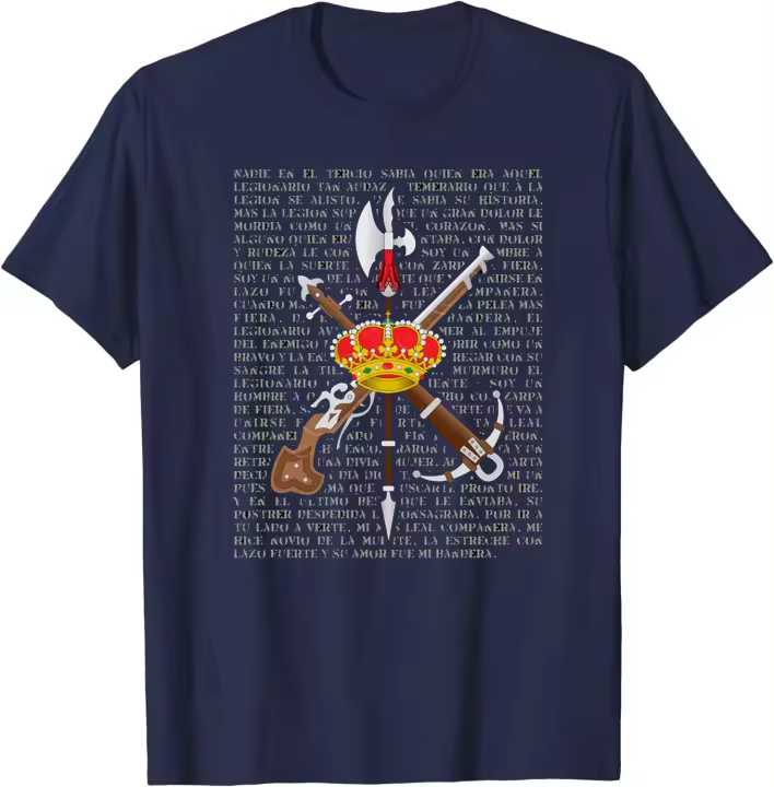 Camiseta de Verano Casual para Hombres Inscripciones de Parche de Legión Española 100% Algodón - 1