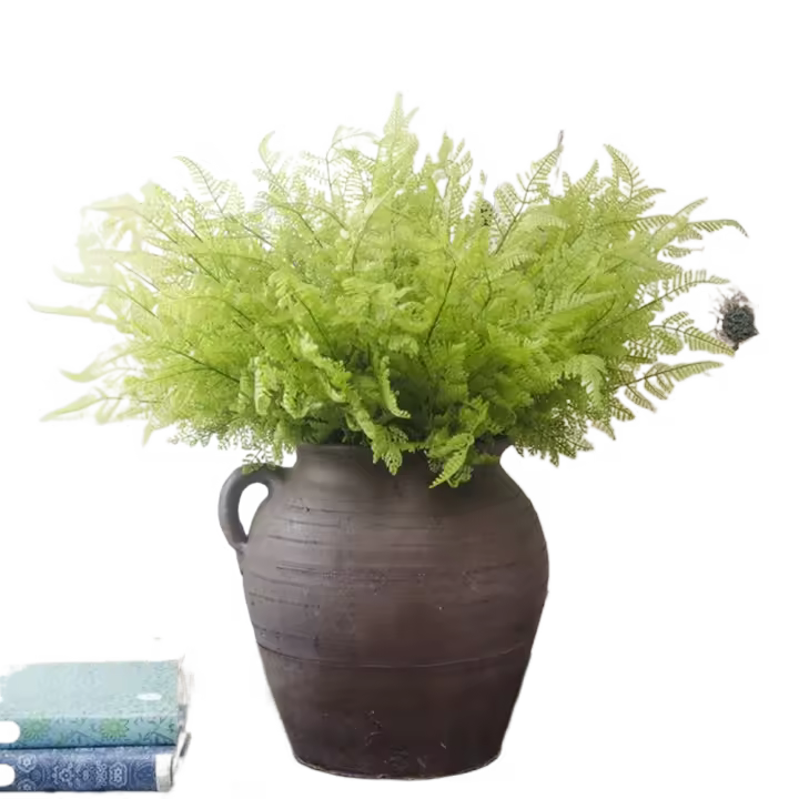 Plantas verdes de helecho Artificial realista, cola de pez hecha a mano de felpa, hojas de helecho de pino, 7 tenedores, 45cm, plantas falsas para jardín - 1