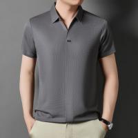Novedad de verano, polo con cuello de tijera para hombre, camiseta informal transpirable de seda helada de alta gama, tendencia de manga corta - details 1
