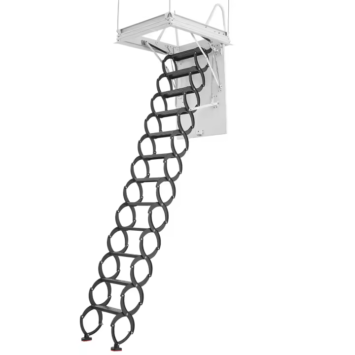 Escalera Retráctil para Ático SucceBuy, Capacidad de 299.37 kg, Compatible con Alturas de Techo de 289.56 a 310.90 cm y Abertura de 100.08 x 69.85 cm, Escalera de Techo Desplegable de Acero Aleado Resistente con Varilla de Tracción para Acceso al Ático - 1
