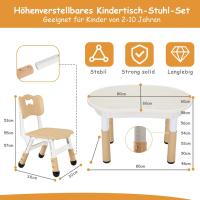 2 Sillas, Mesa y Sillas Infantiles con Forma de Cacahuete, Altura Ajustable, Mesa de Pintura para Niños, Juego de Mesa y Silla Infantil para Guardería y Jardín de Infancia, Amarillo - details 5