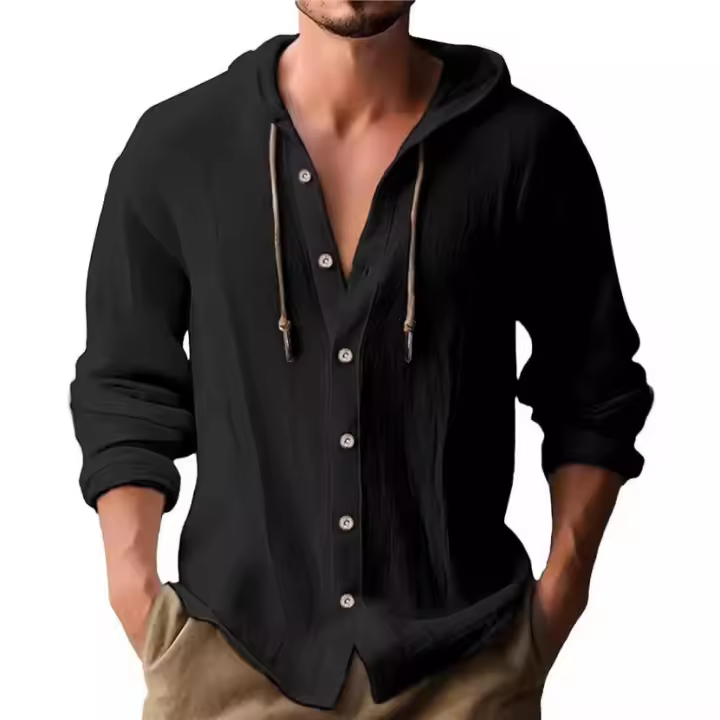 Sudadera con capucha para hombre, camiseta de algodón de lino, camiseta de manga larga, verano y otoño, 3XL, 2XL - 1