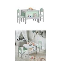 Juego de Mesa de Niños 2 Taburetes y Soporte para Papel de Piedra Verde Muebles de Organización - details 25