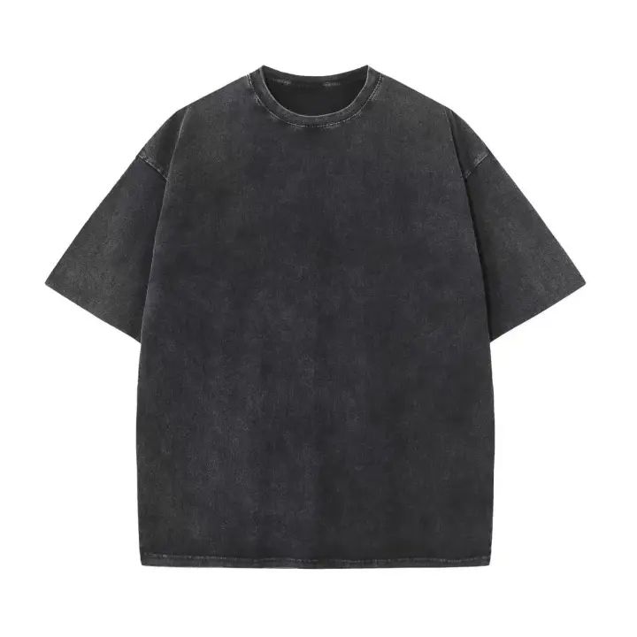 Camiseta retro de algodón para hombre y mujer, camisa de manga corta, hombro colgante, color sólido, corte holgado - 1