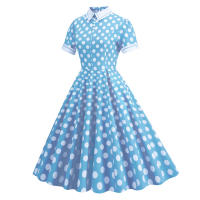 Hepburn, corte elegante, temperamento, puntos ondulados, falda de cola grande, estilo retro - details 5