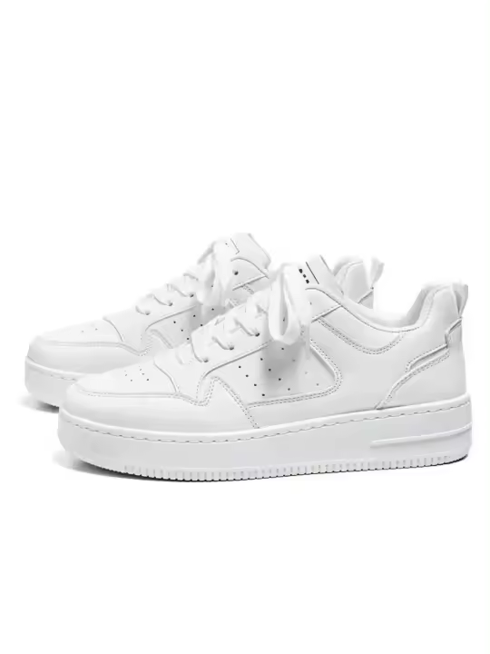 Zapatos Deportivos Informales para Hombre Placa Aérea, Blanco y Plataforma, Moda en Zapatos Blancos - 1