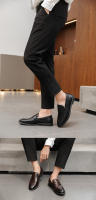 Mocasines de cuero estilo británico casual negro con un pedal y gorro. - details 9