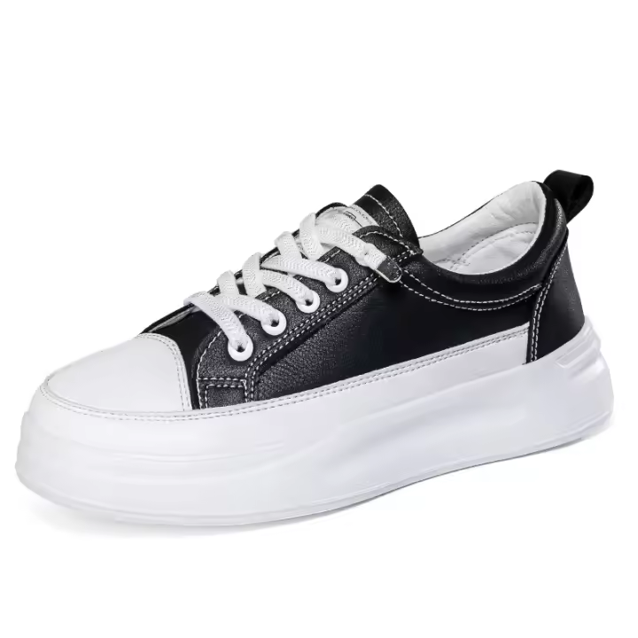 Pequeños zapatos blancos mujer marea estudiante estilo versátil muffin aumento transpirable casual deportes tablero zapatos - 1