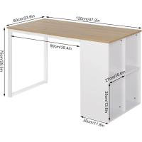 Escritorio con 4 estantes, mesa de ordenador, 120x60cm, mesa de escritorio, estructura de acero, roble - details 3