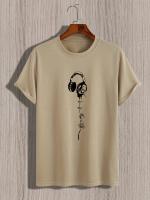 Camisetas de manga corta con estampado musical para hombre, cómodas camisetas informales elásticas con cuello redondo, ropa para hombre - details 3