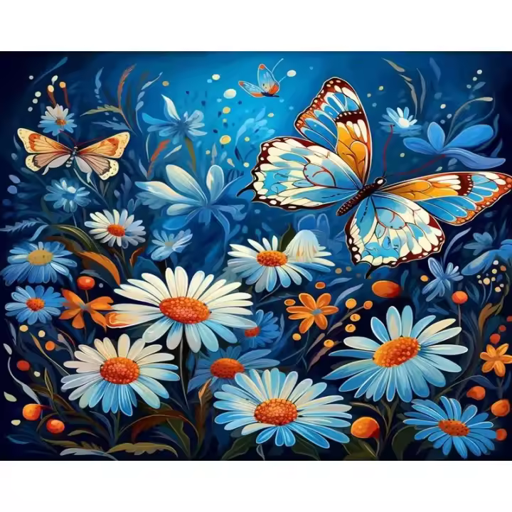 Pintura de Mariposa Hecha a Mano en Lienzo Ruopoty DIY Moderna Abstracta Tamaño 40x50cm Material Propylene Regalo para Decoración del Hogar - 1