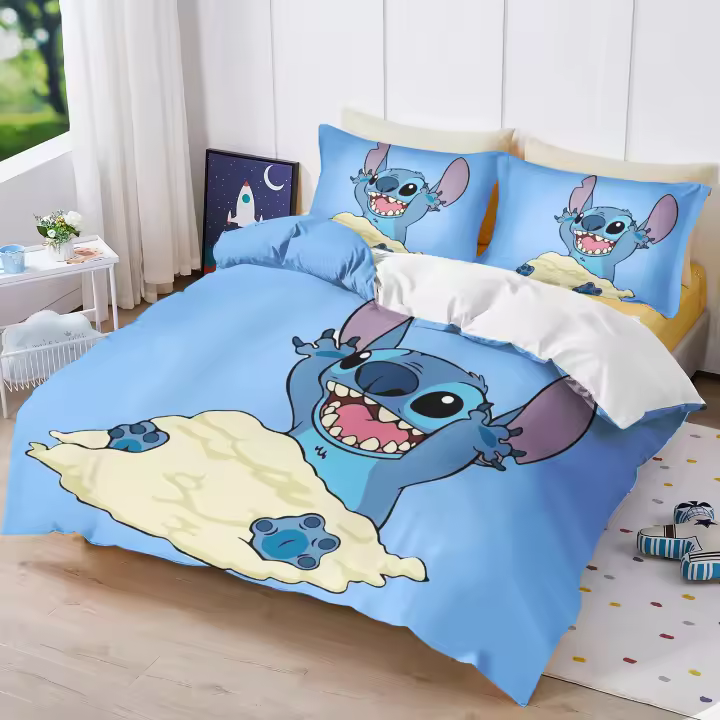 Funda de Edredón Lilo y Stitch Juego de Ropa de Cama de Poliéster para Habitación de Niños - 1