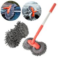 Fregona para lavadora de coches, cepillo de espuma para lavado, cabezal de doble cepillo, mantenimiento de limpieza de ventanas de techo, fregona telescópica de tres secciones, accesorios para coche - details 1