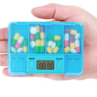 Caja de almacenamiento de plástico inteligente, 4 rejillas, recordatorio de sincronización electrónico, cajas de medicamentos, temporizador de alarma, organizador de escritorio, contenedor de pastillas - details 4