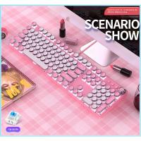 Real teclado mecánico eje verde niñas Netflix chica corazón polvo azul teclas redondas gaming punk - details 4