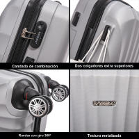 Juego de maletas ABS Rígida 4 piezasMaleta Cabina 55cmMaleta Mediana 68cmMaleta Grande 78cmNeceser 29cm NegroAzulMarinoRosaDoradaPlateadaMentaRojoMorada - details 5