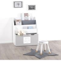 Librería Gris con contenedor con Ruedas L. 625 x l. 30 x H. 70 cm (JJ1044) - details 1