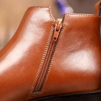 Cabeza cuadrada Chelsea Boots Zapatos de cuero con cremallera lateral de cuero para hombres Botas cortas con plataforma - details 10