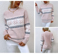 Suéter de cuello alto Medio para mujer, prendas de punto de copos de nieve de Navidad, jersey de cuello redondo, moda de invierno, 2024 - details 4