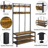 Recibidor Recibidor Industrial con 12 Ganchos Dobles Pie para Sala Estar 100×40×185cm Marrón Rústico - details 4
