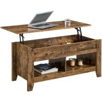 Mesa de Café de Madera Elevable Diseño Moderno para Sala Tamaño 104,5 x 49,5 x (49-61,5) cm Gris - details 27