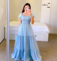 2025 nuevo vestido de hadas de color largo con hombros descubiertos y flores rotas para mujer primavera/verano - details 10