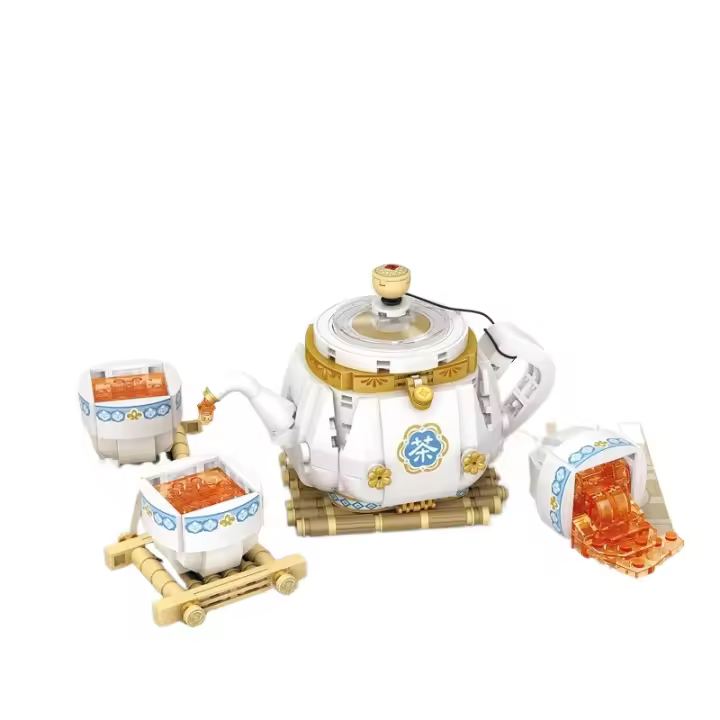 Mini Kit de bloques de construcción de tetera para niños, juego de construcción de tienda de té de ciudad linda para niñas de 8 a 12 años - 1