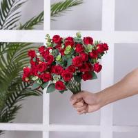 Rosa de seda Artificial de 10 cabezas, ramo de eucalipto y peonía blanca simulada, decoración de boda, flores falsas, decoración de jardín y hogar - details 6