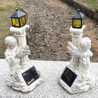 Lámpara Solar Ángel de Columnas Romanas Decoración de Jardín al Aire Libre Artesanías de Resina - details 3
