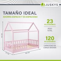 Cama Infantil 80 x 160 cm con protección anticaída, Cama casa de Madera Maciza para niños - Cama en Color Rosado - details 1