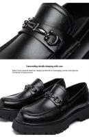 Zapatos casuales de cuero de vestir de diseñador para hombre, fáciles de usar, talla grande, nueva punta redonda alta - details 4