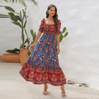Vestido bohemio de vacaciones de playa con hombros descubiertos de manga larga estilo europeo y americano - details 0