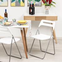 Silla Plegable para Ahorrar Espacio, Silla de Comedor para Interior y Exterior con Estructura de Acero, 42x38x78 cm (Blanco, 6) - details 1