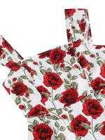 Vestido de Algodón Retro de Cuello Cuadrado Hepburn Estilo Pinup de los 50-60 para Mujeres - details 3
